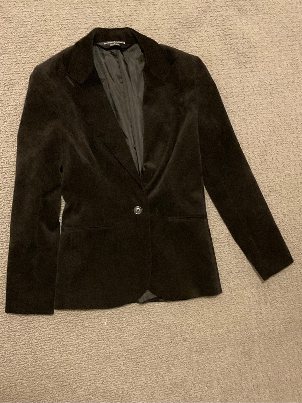 Norma Kamali Black Velvet Single-Button Blazer